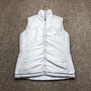 Drake Waterfowl Reversible Vest Womens Small Blue Quilted Fleece Lined Full Zip